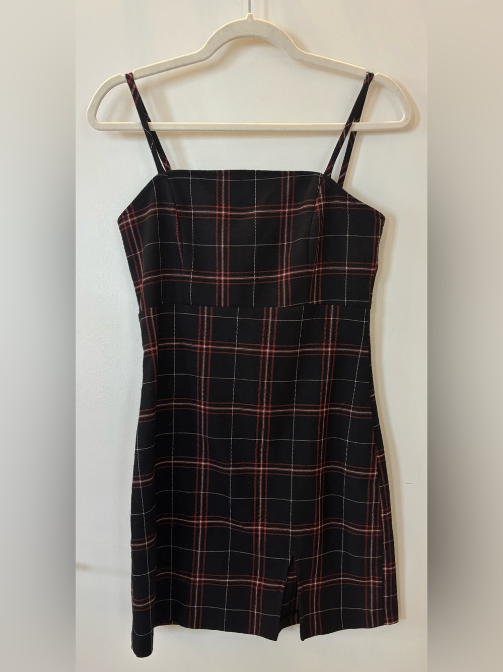 Plaid Strappy Mini Dress in Black and Red